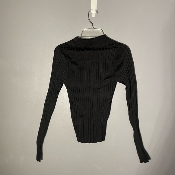 Good American Ribbed Knit Polo Sweater Womens Size 0 - Picture 4 of 6